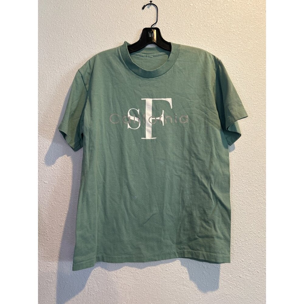 Vintage San Francisco City T Shirt Logo Green Single Stitch USA Made 90s